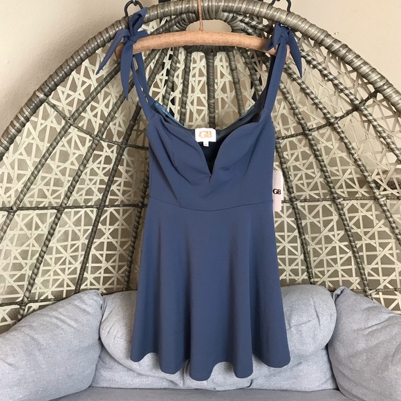 GB A Line Deep V Cut Mini Dress - Picture 2 of 8